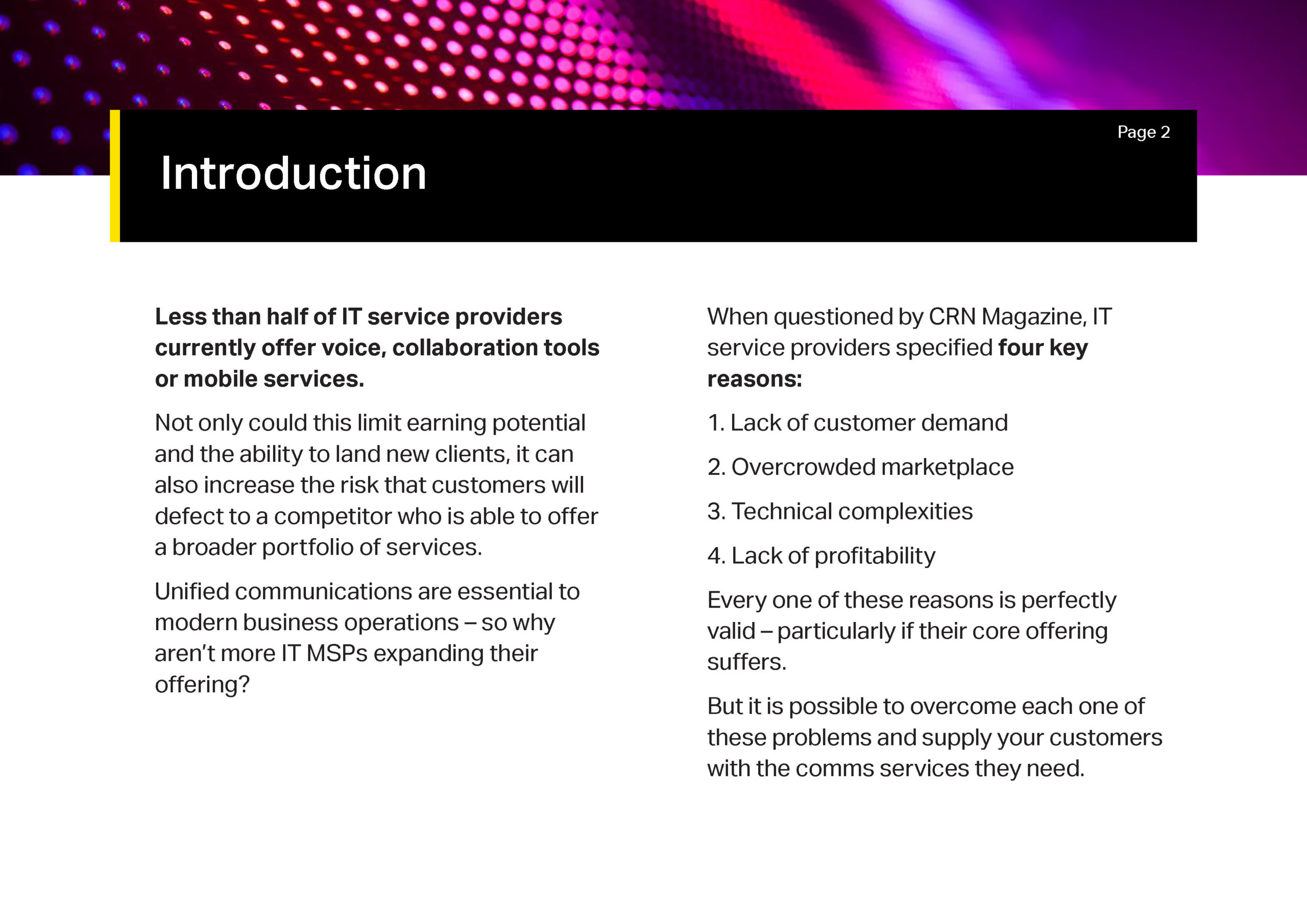 Adding comms solutions to your IT services portfolio Page 2